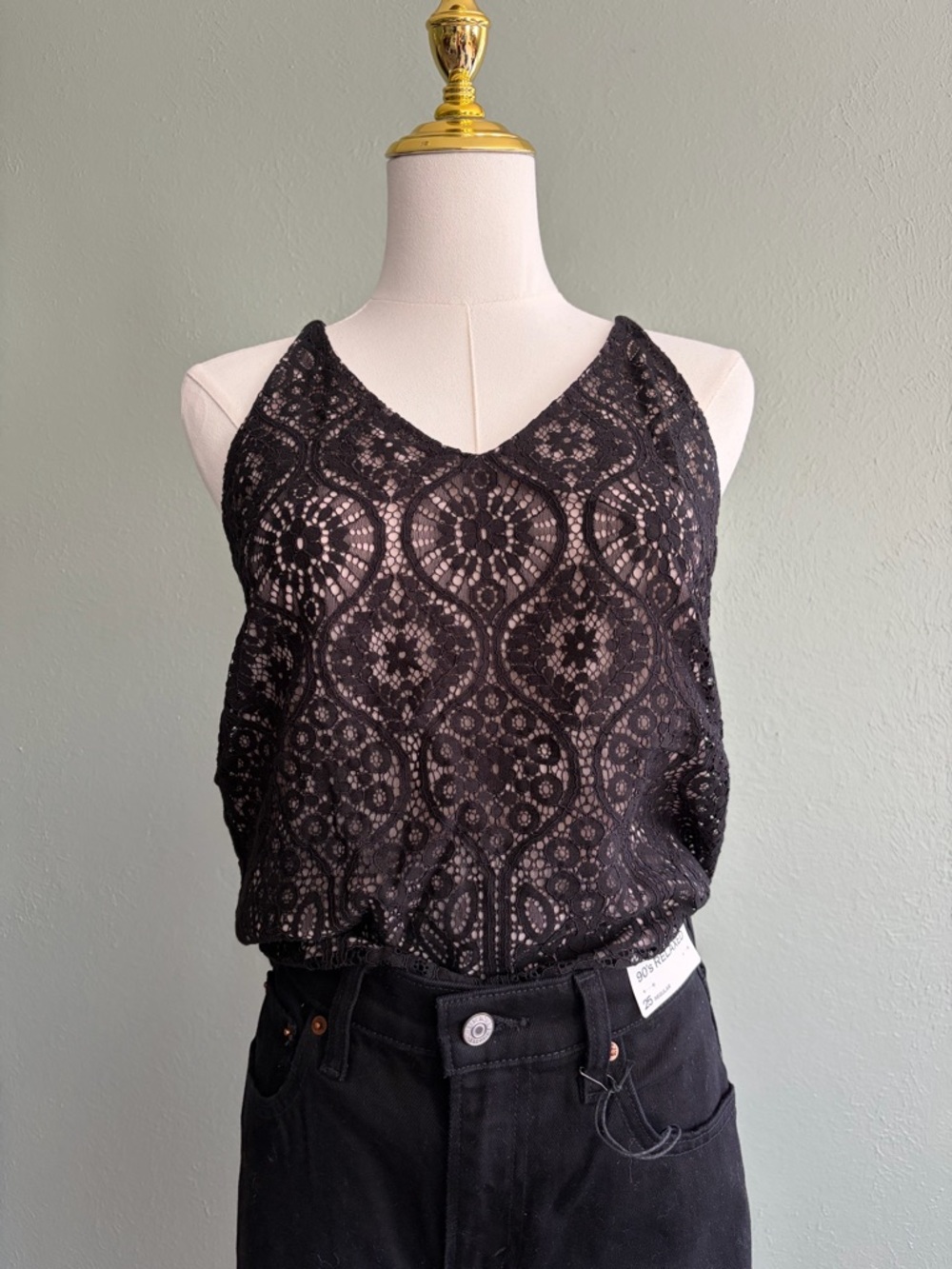 LOFT XS black lace tank